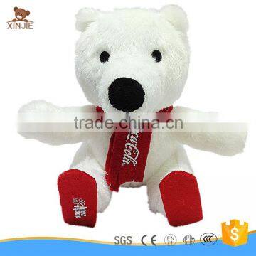 cheap plush polar bear with skiing board cute soft stuffed polar bear with scarf