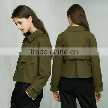 Womens Crop Jacket Coat Short Design Outwear Navy Green Cotton