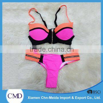 2016 Hottie Coulorful Zippers Design Ladies Bikini