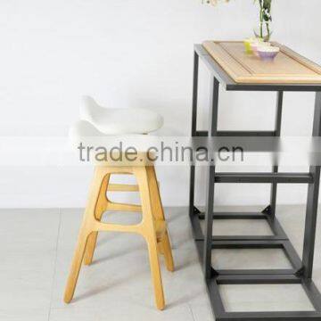Solid Wood Design High Bar Stool Leisure Chair With Soft Mat photo-2