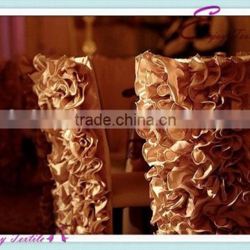 YHC#81 ruffled wildflower chair cover polyester banquet wedding wholesale cheap chiavari chair cover                        
                                                Quality Choice