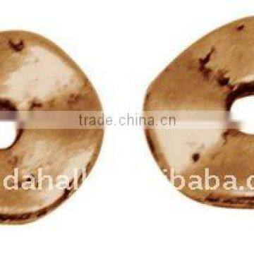 Tibetan Style Beads, Lead Free, Flat Round, Red Copper, 7x1mm, hole: 1mm(TIBEB-A101871-R-LF)