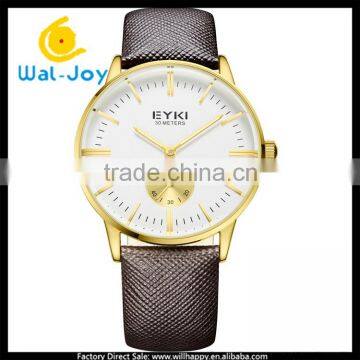 WJ-4728 EYKI brand fashion genuine leather waterproof wrist watches for men