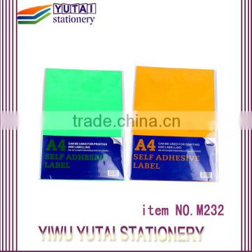 A4 orange and pink color adhesive label