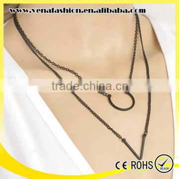 double-deck arrows fashion long thin chain necklace