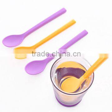 Food Grade Plastic PP Plastic Drinking Straw With Spoon