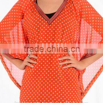 Orange color Georgette fancy kaftan & ponchos evening dresses club wear / winter club sexy dress wear