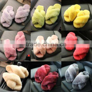 Girl cute beautiful Wholesale Sheepskin Slippers sheepskin Fur Lined Slippers