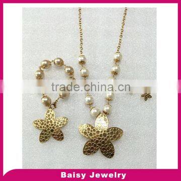 cheap pearl necklace and earring set stainless steel jewelry wholesale