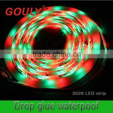 Drop glue waterproof RGB 3528 24W led strip light with diffuser light 12vdc