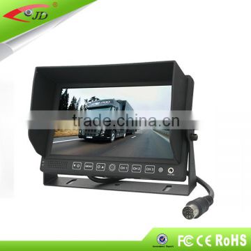 3 Video Input quad screen 7 inch tft lcd color monitor with removable sunvisor