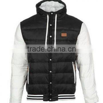 100% Polyester Mens Hooded Down Jacket With Rib on the Hem From China