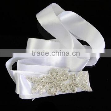 Flower leaf popular Clear Beaded Rhinestone Belt for bridal sash R8011F01