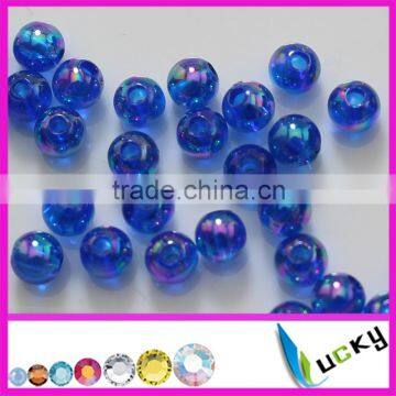 Dark blue ab color Round Acrylic beads colorful ab effect transparent Beads with two holes 3mm to 16mm