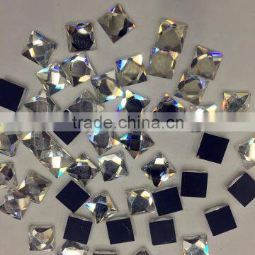 6mm-10mm size square shaped iron on crystal color rhinestone with glue