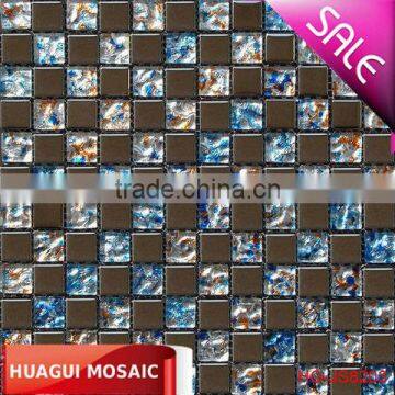 6mm thickness silver gold foil glass mosaic for bar HG-JS8203