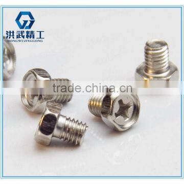 Cross recessed hexagon bolts with indentation