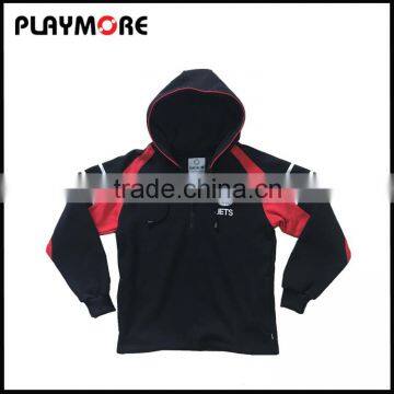 Playmore 1/4 zipper custom embroidered thick black hoodie