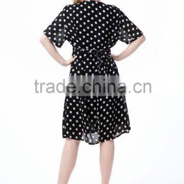 2016 New Spring Dress Printing MM and Polka Dot Chiffon Dress photo-3