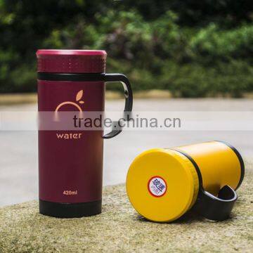 Office Use 420ml Glass Material Double Wall Coffee Tea Mug With Handle