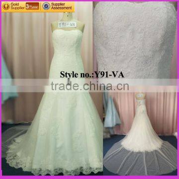 Hot sale lace wedding dress with detachable train