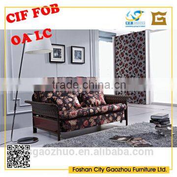 Modern Simple Design Northern-European Style sofa bed with wing armrest andsolid wood armrest and metal legs