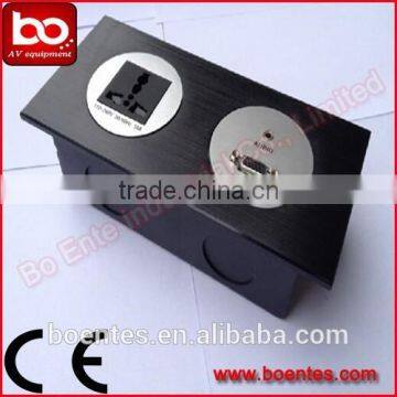 Wall Mount Aluminum Alloy Multiple Power Socket Plate with HDMI/VGA/USB for AV Solutions