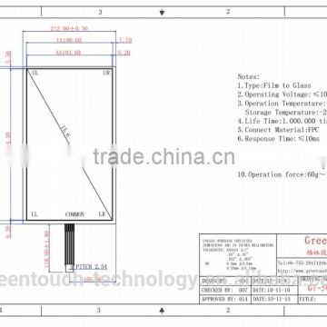 15.6 inch 5 wire resistive touch screen panel with USB/RS232 controller