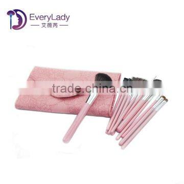 Synthetic hair makeup brush set with clothing leather bag