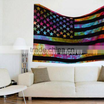 Large Cotton Tie & Dye American Flag Wall Art Hippie Boho Home Decorative Wall Hanging Tapestry