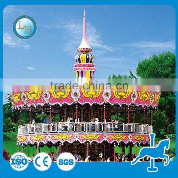 Carnival Park Amusement Kids Carousel Game Double Layer Carousel Horse Ride