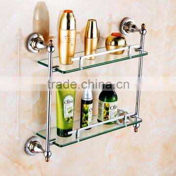 80900 bathroom shelf towels for bathroom Double glass shelf hotel use toilet accessories