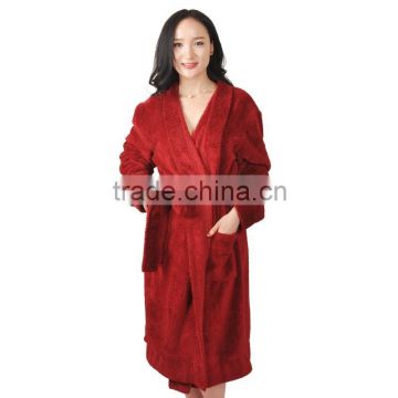 Adult 100% Polyester Waffle Fleece Women Robe/Bathrobe/ Waffle Robe