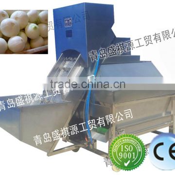 Three belts onion peeling machine/peeling onion machine/onion stripper/onion processing machine