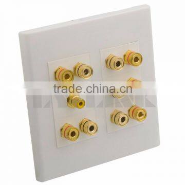 5.1 home theater sound box speaker banana wall plate with backside female to female connector