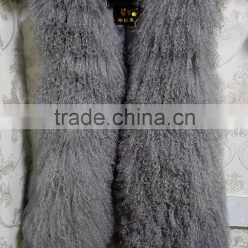 Wholesale New Style Tan Sheep Fur Vest Colored