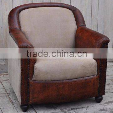 Aged Leather Suede Brown Vintage Sofa , Industrial Furniture Leather Sofa