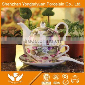 Russian 2016 New Flower Decal Porcelain 4 pc Tea Pot Set