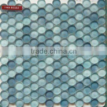 Round blue glass mosaic tile