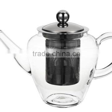 glass infusion tea pot set with #18/8 stainless steel lid