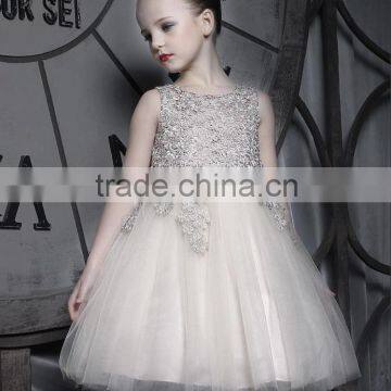 Child Floral Embroidery Tutu Dress Sleeveless Latest Dress Designs For Flower Girls