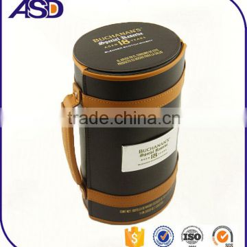 Cylindrical wine boxes high quality pu leather wine gift boxes