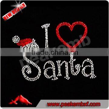 Beautiful I Love Santa Rhinestone Heat Transfer Designs