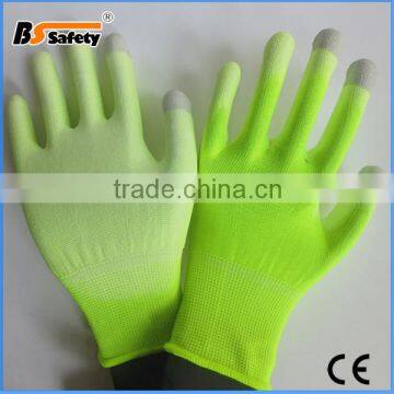 BSSAFETY PU coated anti-static touch screen gloves direct from China factory