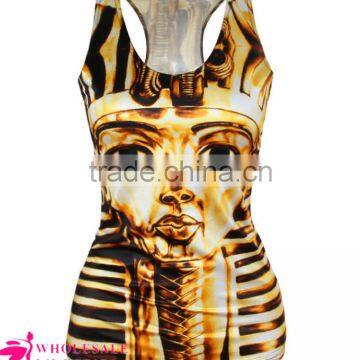 ladies tank top wholesale Gold Egypt Pharaoh Print Women Tank Top BX008