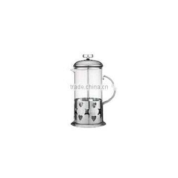 Stainless steel coffee pot with heat resisting glass