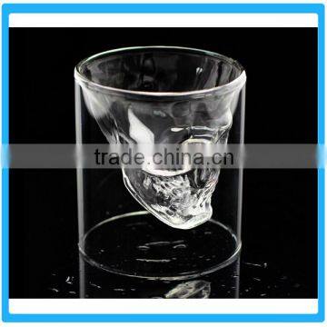 Customized Skull Shaped Wine Cup,Top Quality Double Wall Glass Wine Cup