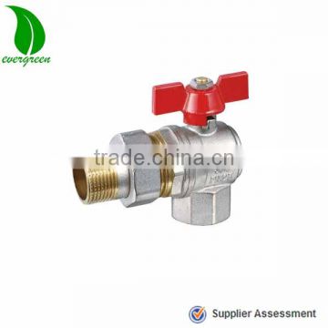 Female and male angle brass ball valve with aluminium butterfly handle