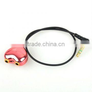 Heart Stereo Headphone Earphone Splitter Cable Adapter