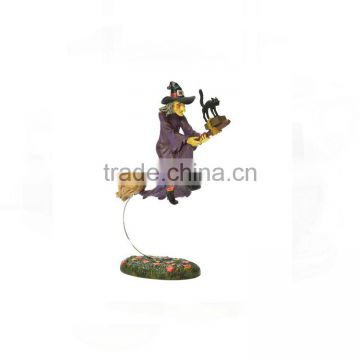 Resin halloween witch doll with bloom decoration